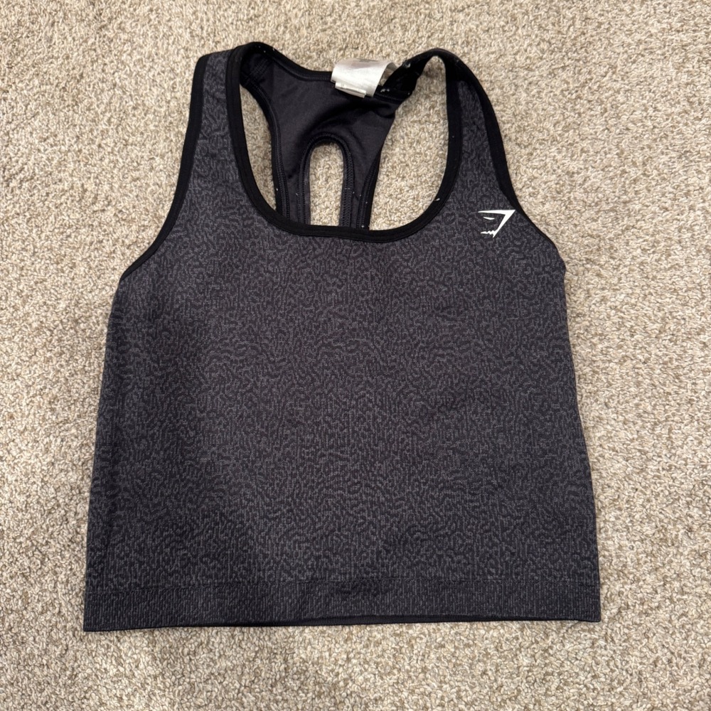 Gymshark Womens Small Grey Leopard Seamless Racerback Crop Tank Top B4A4S